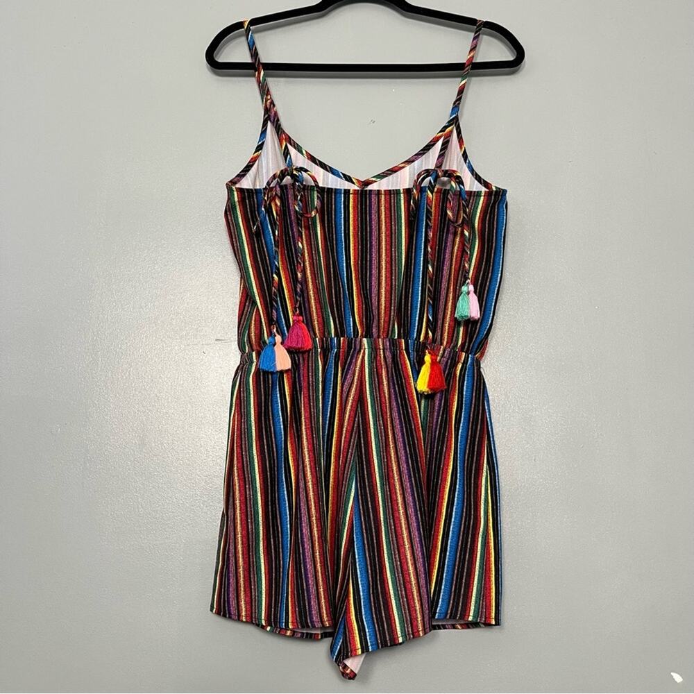 Show Me Your MuMu Rorey Fiesta Multi Stripe Shorts Romper with Tassels Women’s M - Picture 2 of 10